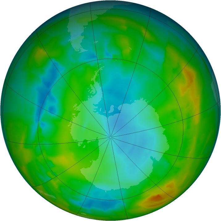 Antarctic ozone map for 30 July 2012